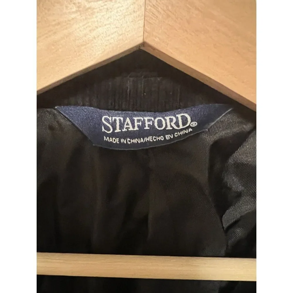 Stafford Mens 46R Corduroy Sport Coat Blazer Two Button Jacket Black‎ Vented